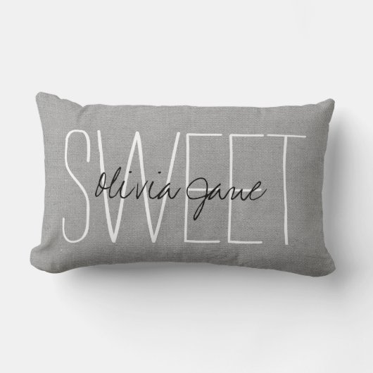 Coussin Rectangle Monogramme sucré gris rustique (Recto)