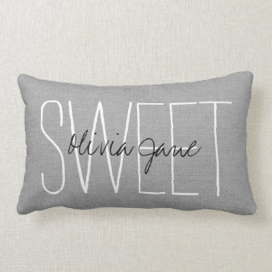 Coussin Rectangle Monogramme sucré gris rustique