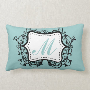 Coussin Rectangle Monogramme vert de Seafoam