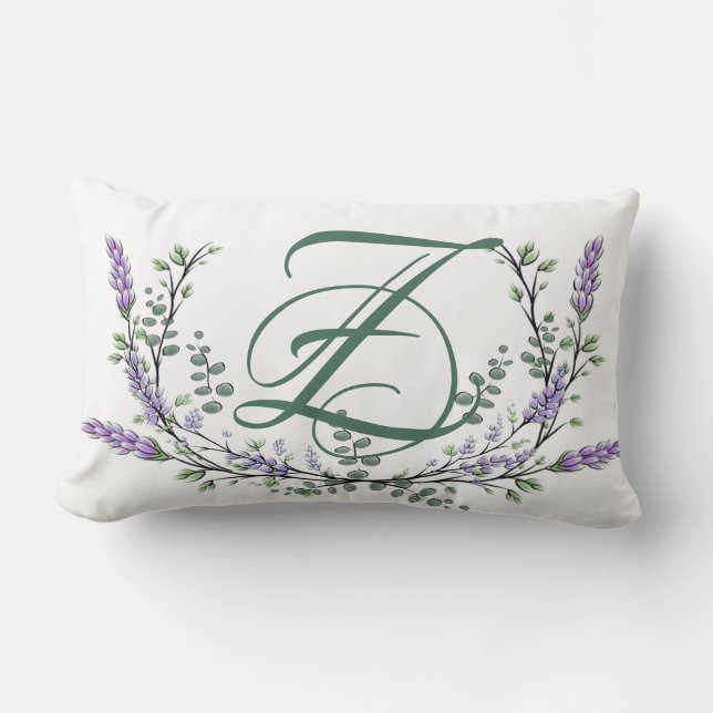 Coussin Rectangle Monogramme Z Lavande Eucalyptus (Recto)