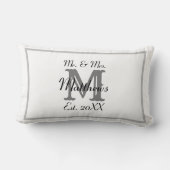 Coussin Rectangle Monsieur et Madame Nom Élégant Monogramme de Nouve (Verso)