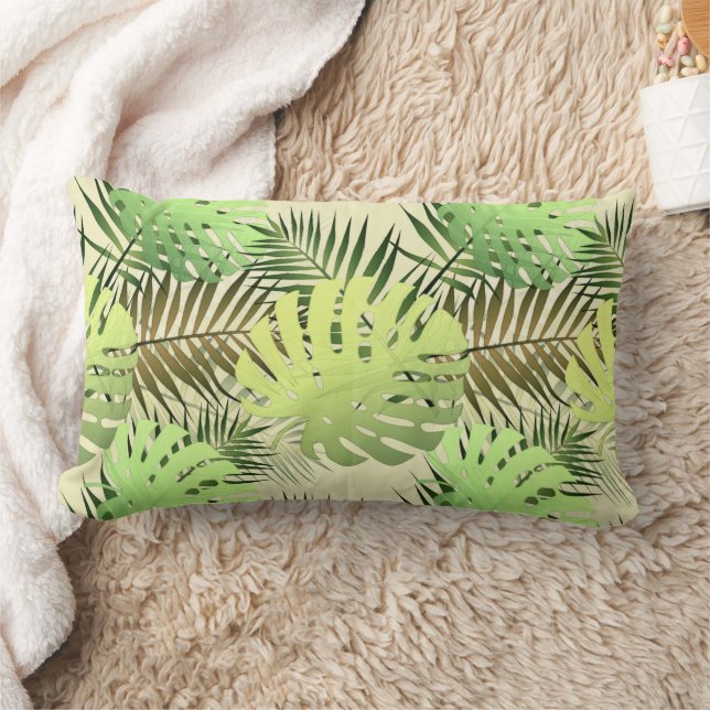 Coussin Rectangle Monstera Palm Feuilles Jungle tropicale (Couverture)