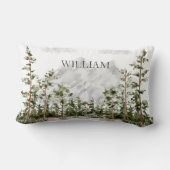 Coussin Rectangle Montagne et forêt aquarelle monogrammée (Verso)