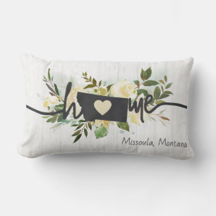 Coussin Rectangle Montana État Personnalisé Votre Ville Rustique