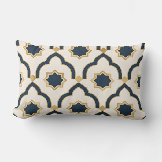 Coussin Rectangle Moroccan mug, navy blue gold, geometric pattern, i (Recto)