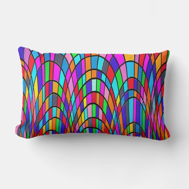 Coussin Rectangle Mosaïque abstraite de verre coloré (Recto)