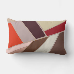 Coussin Rectangle Mosaïque géométrique moderne Abstraite, Brown et o
