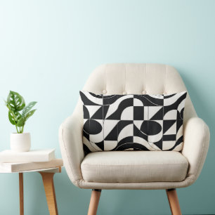 Coussin Rectangle Mosaïque Noir & Blanc Motif Géométrique Abstrait 6