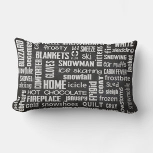 Coussin Rectangle Mot d'hiver Cloud sur tableau noir