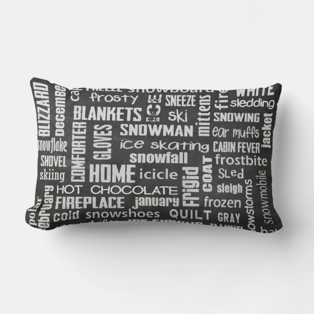 Coussin Rectangle Mot d'hiver Cloud sur tableau noir (Recto)