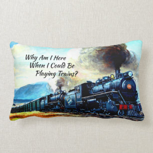 Coussin Rectangle Moteurs Locomotive à vapeur avec texte