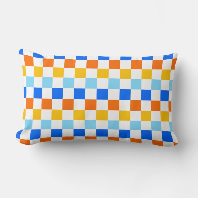 Coussin Rectangle Motif à carreaux de feu et de glace (Recto)