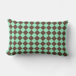 Coussin Rectangle Motif à carreaux diamant vert marron