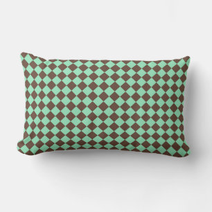Coussin Rectangle Motif à carreaux diamant vert marron