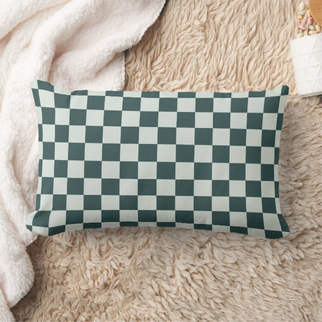 Coussin Rectangle Motif à carreaux en mousse vert forêt (Couverture)
