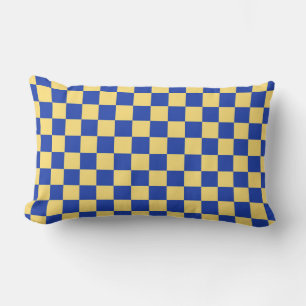 Coussin Rectangle Motif à carreaux jaune beurre et bleu