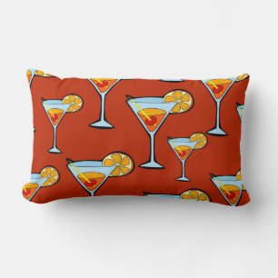 Coussin Rectangle Motif à cocktails Dark Orange Martini
