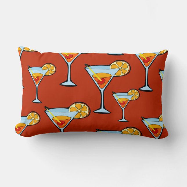 Coussin Rectangle Motif à cocktails Dark Orange Martini (Recto)