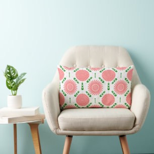 Coussin Rectangle motif à fleurs roses