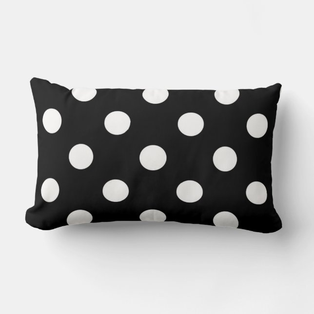Coussin Rectangle Motif à gros pois noir et blanc (Recto)