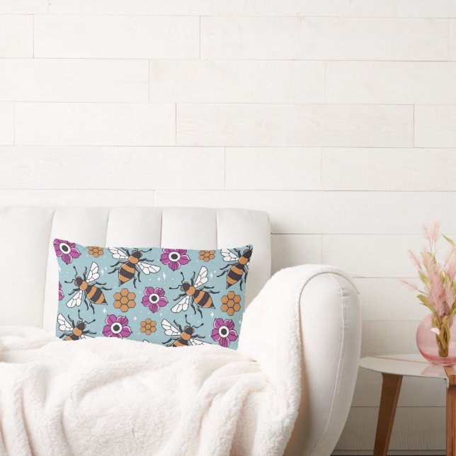 Coussin Rectangle Motif Abeilles au Miel Doux (Canapé)