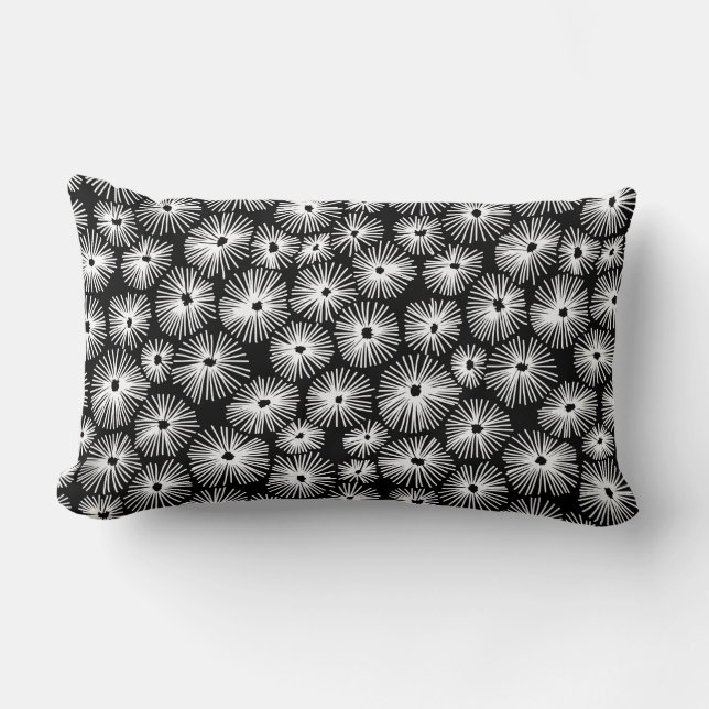 Coussin Rectangle Motif Abstrait 101115 - Blanc sur noir (Recto)