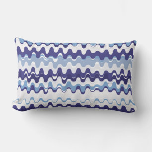 Coussin Rectangle Motif abstrait bleu et blanc chic
