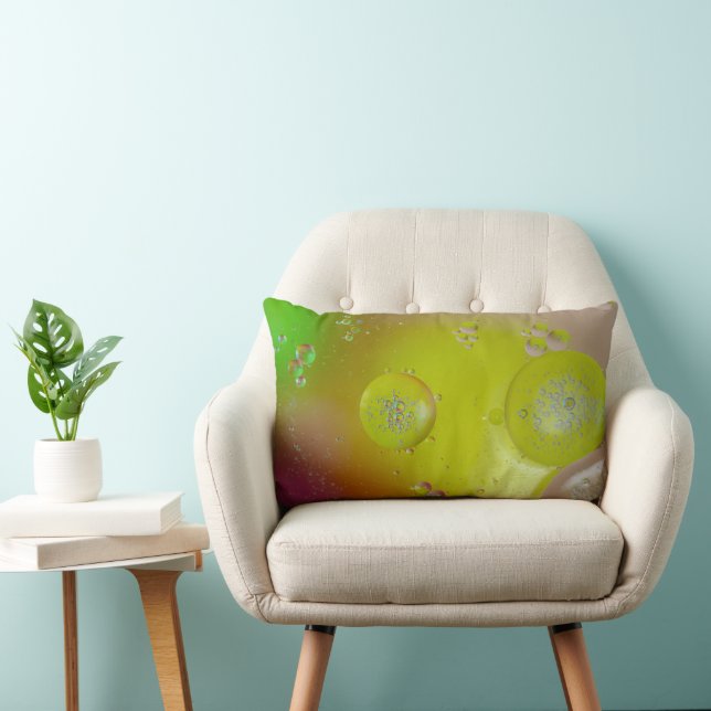 Coussin Rectangle Motif Abstrait d'huile et d'eau - Jaune Art Modern (Chaise)