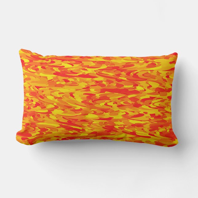 Coussin Rectangle Motif Abstrait Orange Rouge Jaune (Recto)