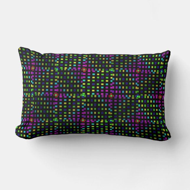 Coussin Rectangle Motif Abstrait Rose Vert, (Recto)