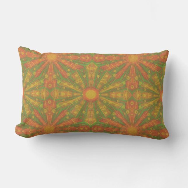 Coussin Rectangle motif abstrait "Sunshine" en orange et jaune (Recto)