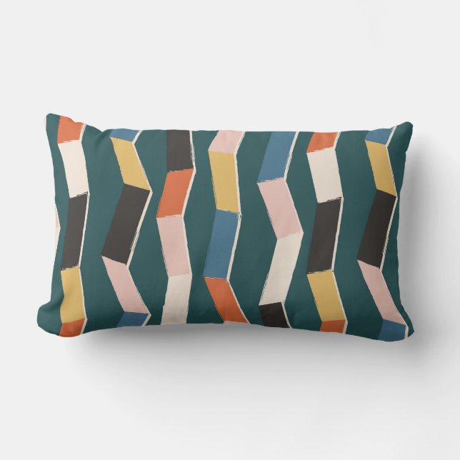 Coussin Rectangle Motif Abstrait zig zag sans soudure, fer peint à l (Recto)