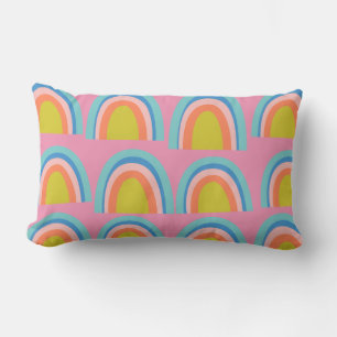 Coussin Rectangle Motif arc-en-ciel géométrique en rose vif