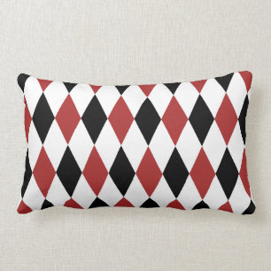 Coussin Rectangle Motif arlequin noir et bourguignon