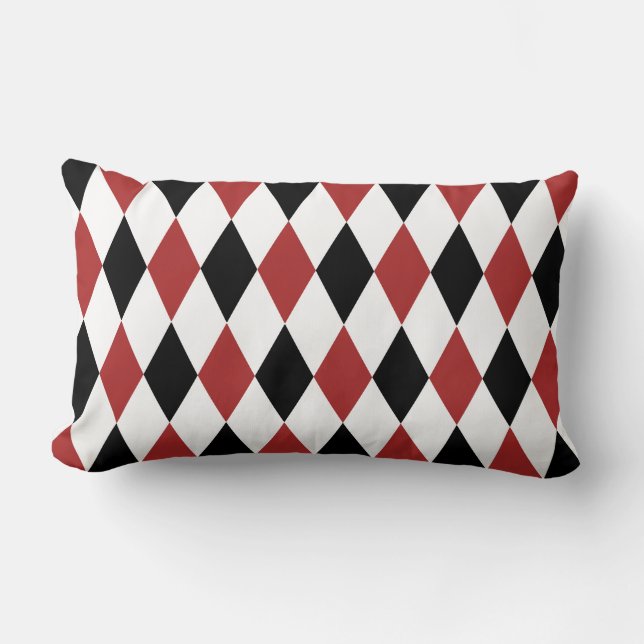 Coussin Rectangle Motif arlequin noir et bourguignon (Recto)