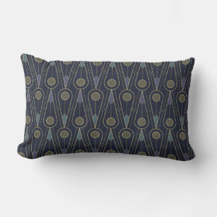 Coussin Rectangle Motif Art Déco avec des formes géométriques en or