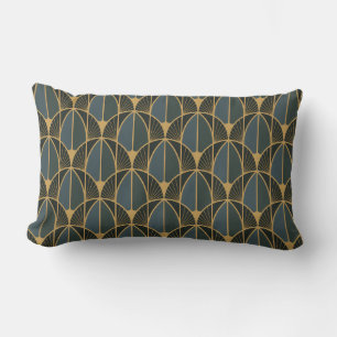 Coussin Rectangle Motif Art Déco avec formes géométriques dorées Lom