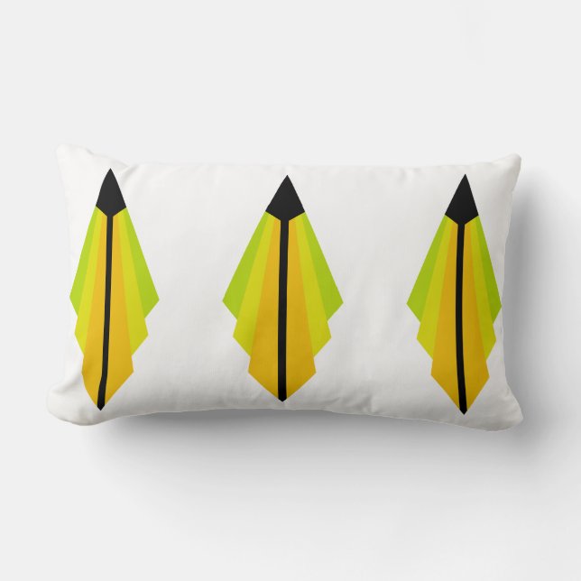 Coussin Rectangle Motif Art déco en orange et citron (Recto)