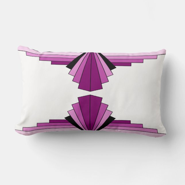 Coussin Rectangle Motif Art déco en rose (Recto)