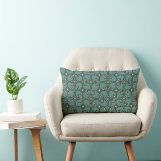 Coussin Rectangle Motif art déco floral vintage. Style des années 19