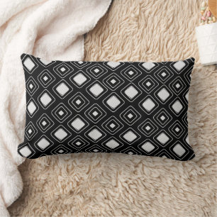 Coussin Rectangle Motif Aztèque tribal noir Boho