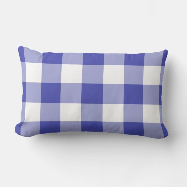 Coussin Rectangle Motif bleu et blanc En vichy (Recto)