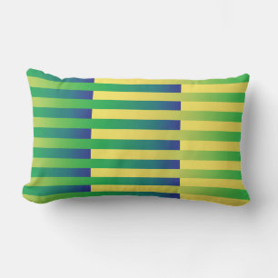 Coussin Rectangle Motif bleu jaune vert rayé