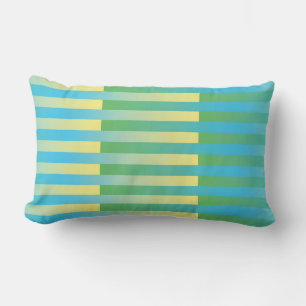 Coussin Rectangle Motif bleu jaune vert rayé