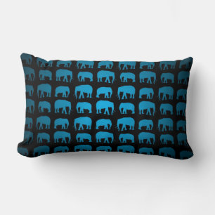 Coussin Rectangle Motif Blue Elephant