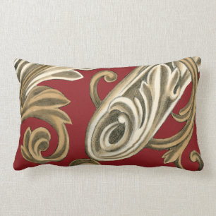 Coussin Rectangle Motif botanique élégant avec le feuillage bronza