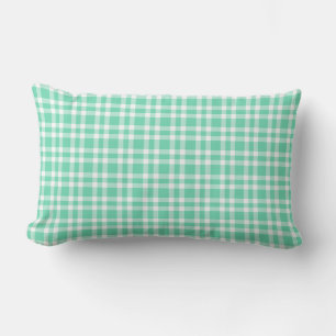 Coussin Rectangle Motif carreaux blanc aquamarine