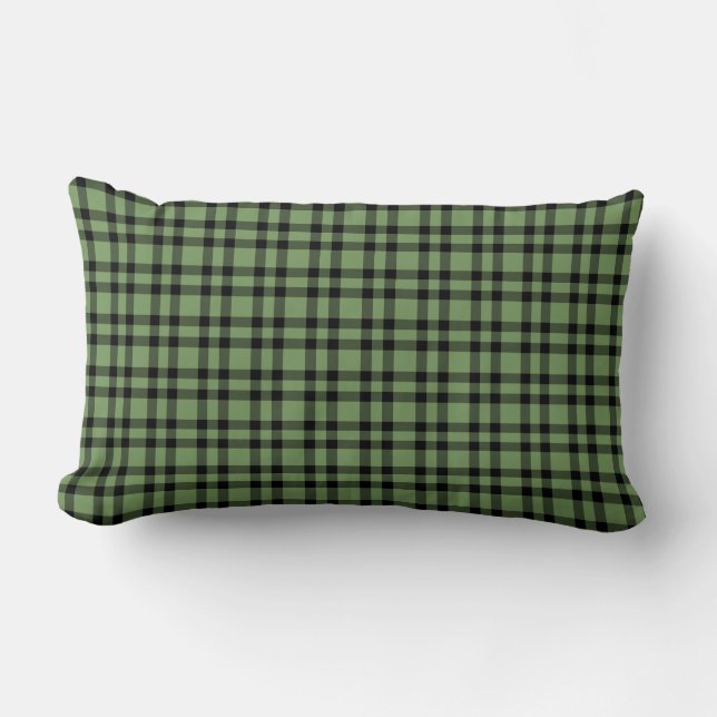 Coussin Rectangle Motif carreaux vert noir (Recto)