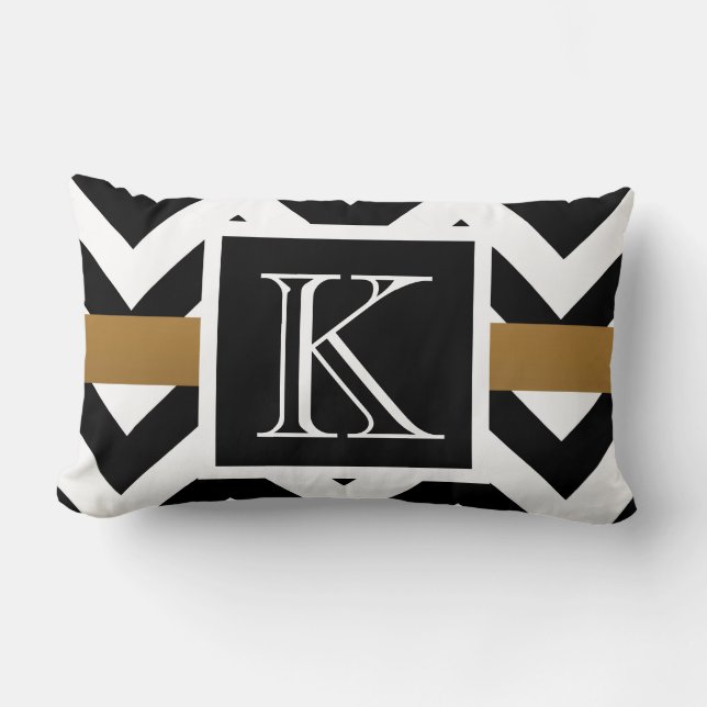 Coussin Rectangle Motif Chevron noir et blanc (Recto)