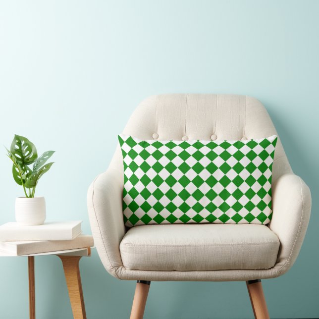 Coussin Rectangle Motif Chevron Vert et Blanc Gras 33 x 53 cm (Chaise)
